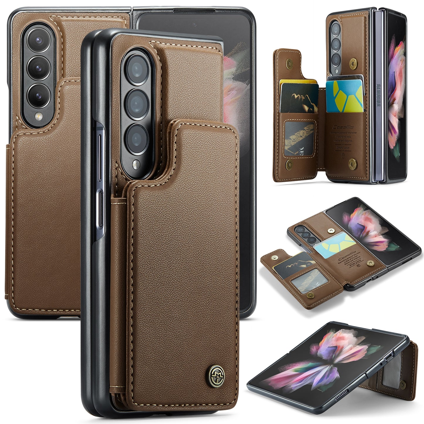 For Samsung Galaxy Z Fold3 CaseMe C22 Card Slots Holder RFID Anti-theft Phone Case