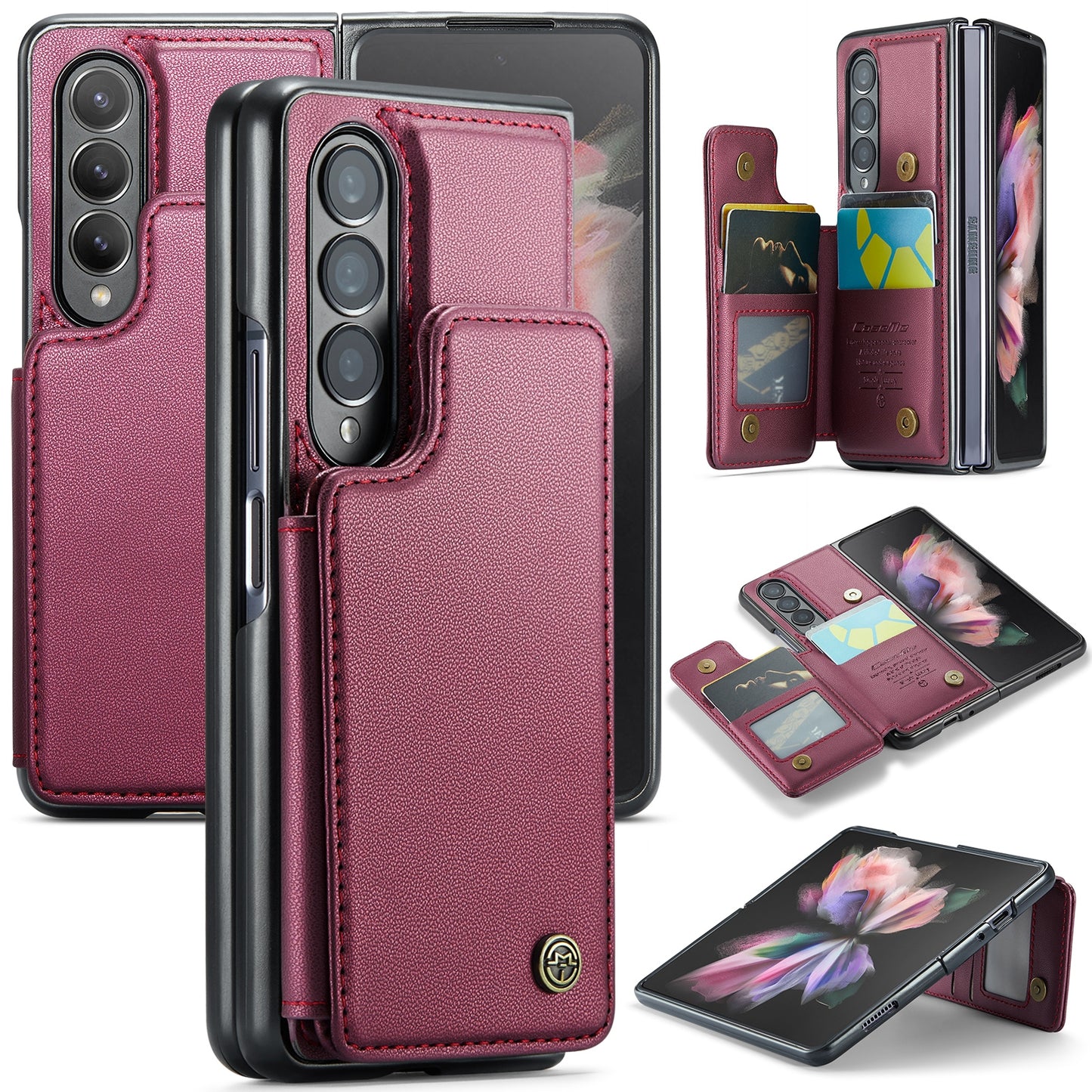 For Samsung Galaxy Z Fold3 CaseMe C22 Card Slots Holder RFID Anti-theft Phone Case
