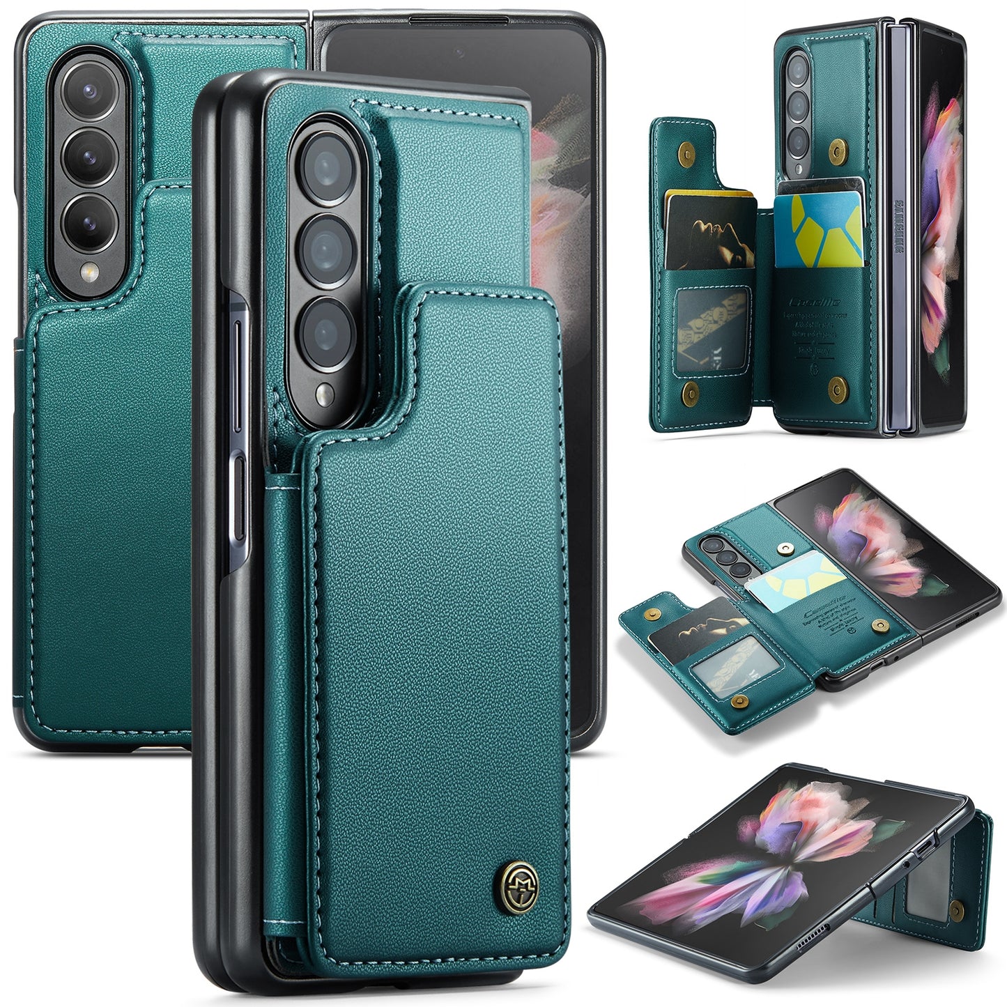 For Samsung Galaxy Z Fold3 CaseMe C22 Card Slots Holder RFID Anti-theft Phone Case