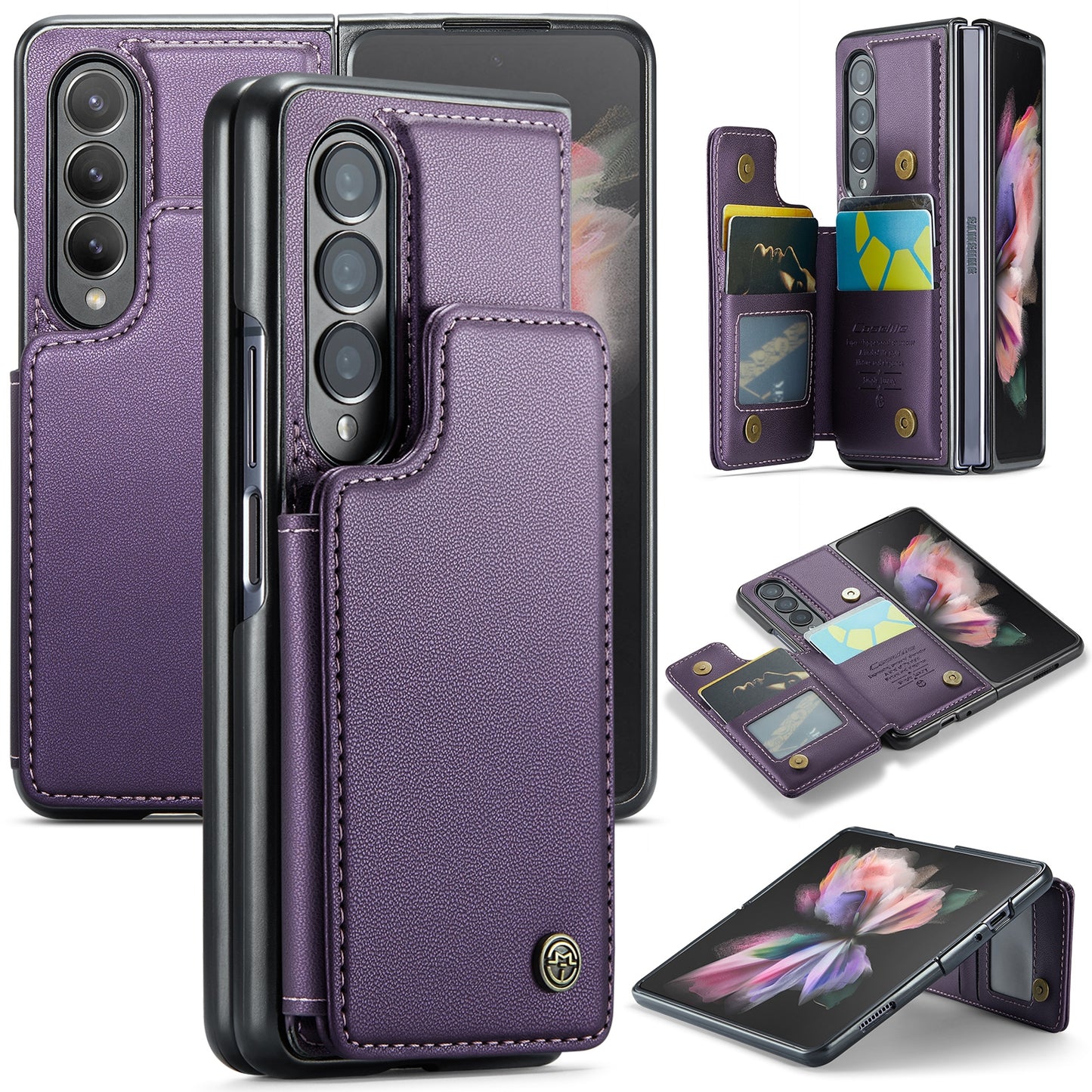 For Samsung Galaxy Z Fold3 CaseMe C22 Card Slots Holder RFID Anti-theft Phone Case