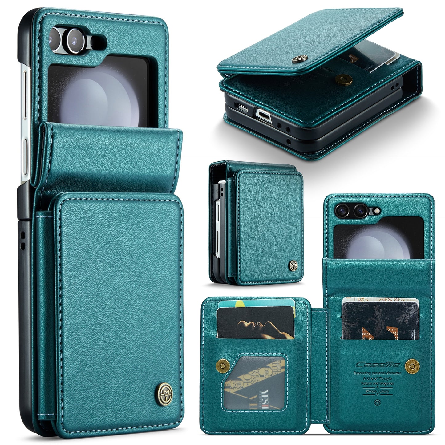 For Samsung Galaxy Z Flip5 CaseMe C22 Card Slots Holder RFID Anti-theft Phone Case