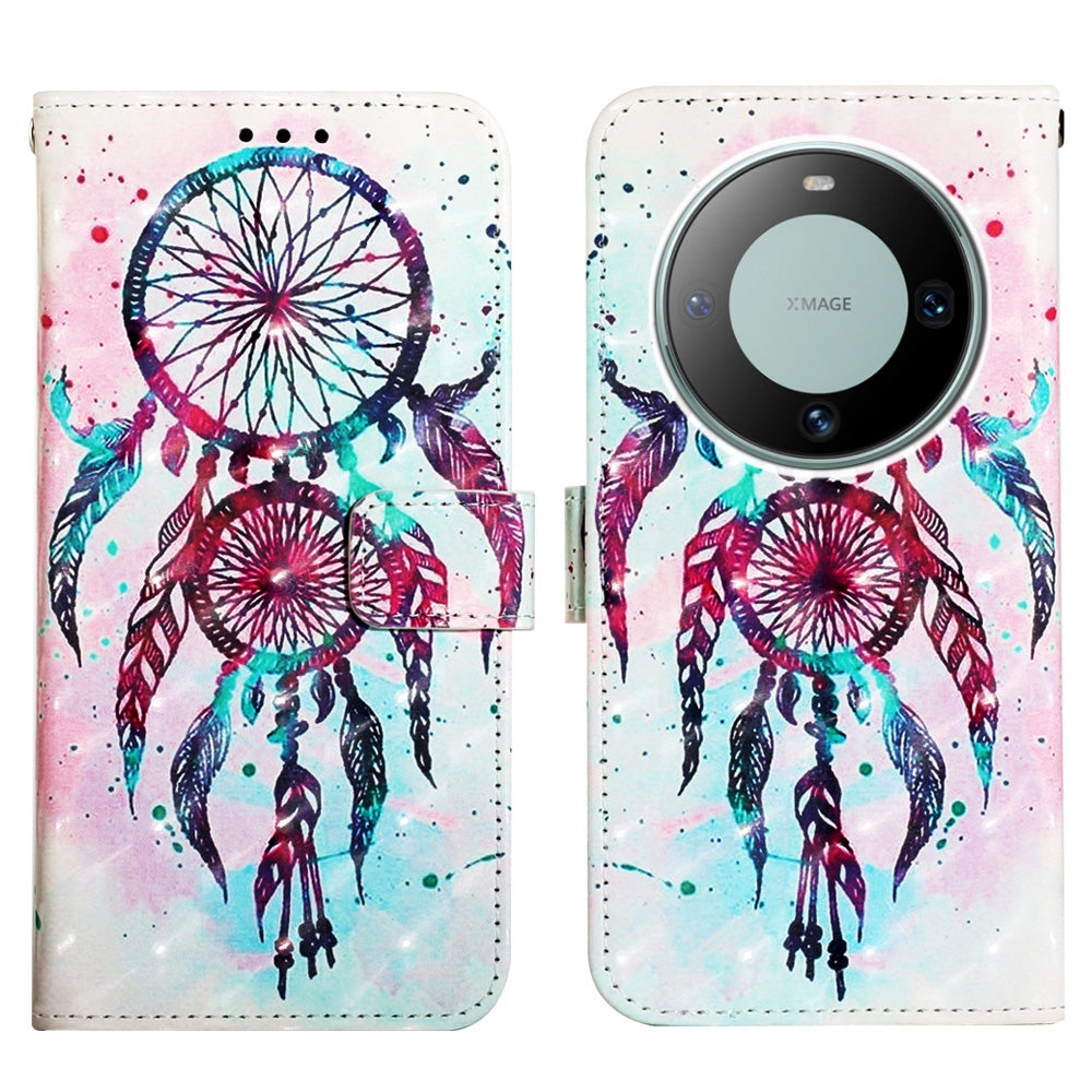 Huawei Mate 60 Leather Flip Phone Case with 3D Painted Design, Card Holder, Wallet & Stand Function - Durable Protection & Easy Access