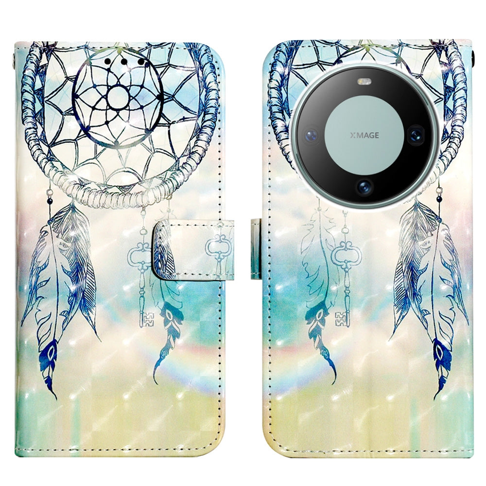 Huawei Mate 60 Leather Flip Phone Case with 3D Painted Design, Card Holder, Wallet & Stand Function - Durable Protection & Easy Access