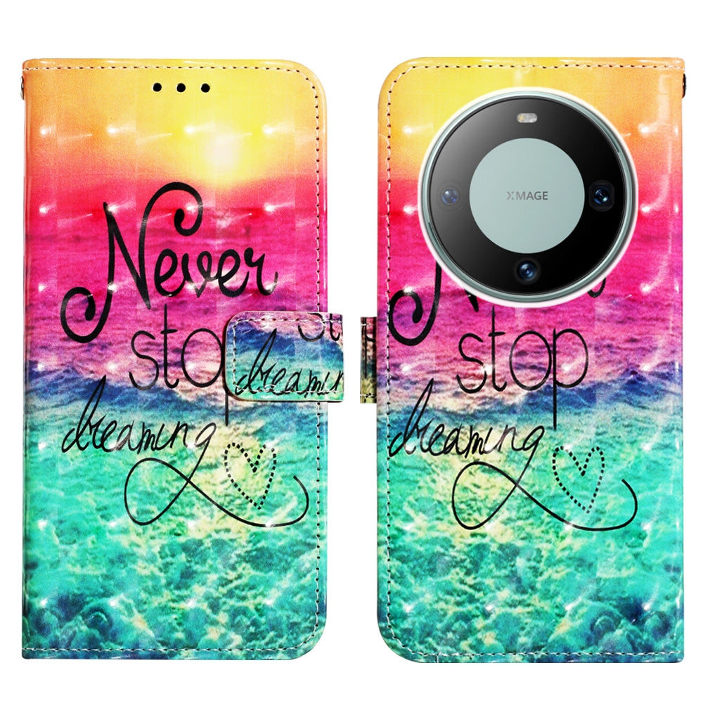 Huawei Mate 60 Leather Flip Phone Case with 3D Painted Design, Card Holder, Wallet & Stand Function - Durable Protection & Easy Access