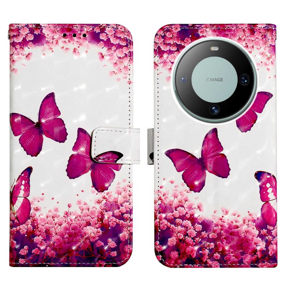 Huawei Mate 60 Pro Leather Flip Phone Case with 3D Painted Design, Card Holder, Wallet & Stand Function - Durable Protection & Easy Access