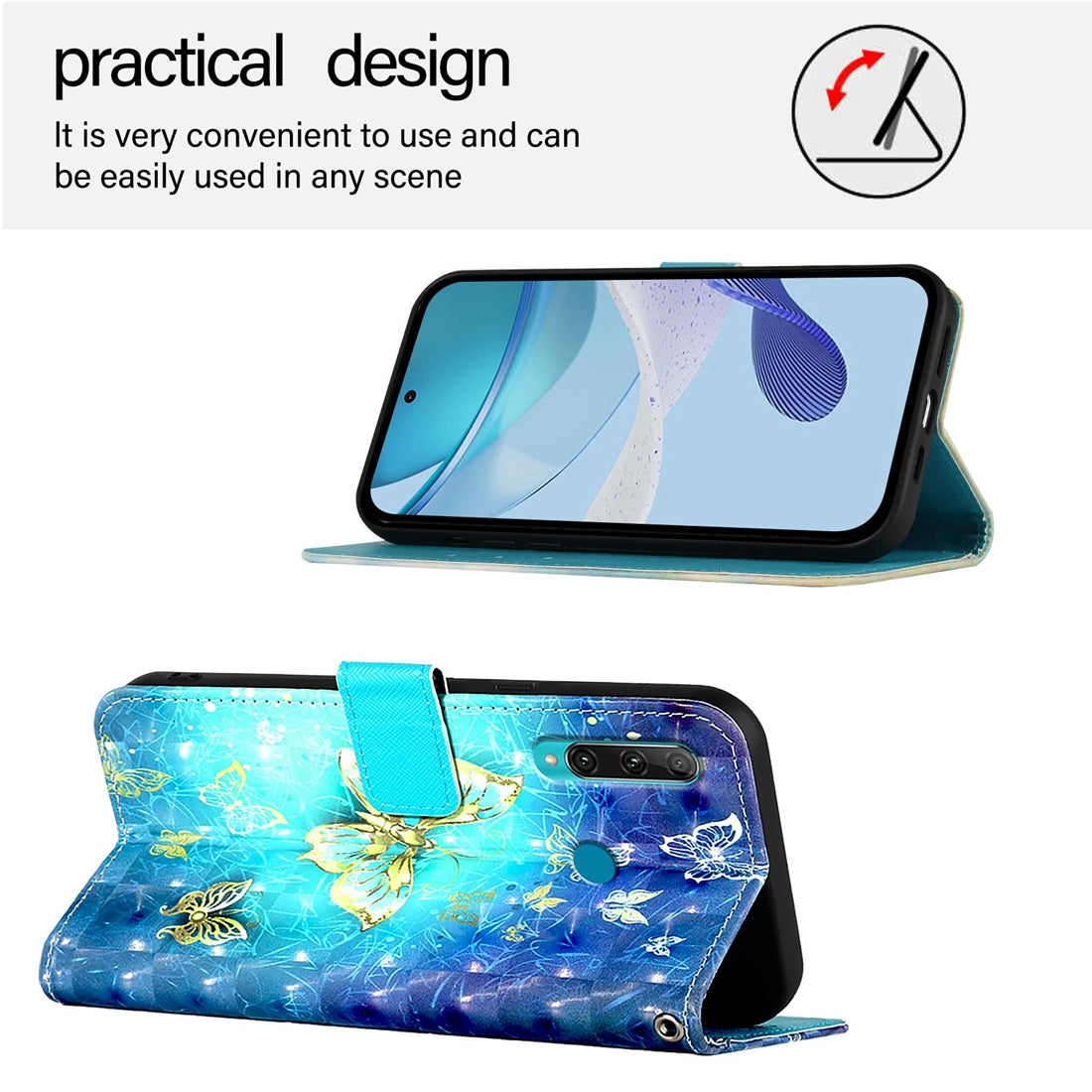 Huawei Enjoy 9s Leather Flip Phone Case with 3D Painted Design, Card Holder, Wallet & Stand Function - Durable Protection & Easy Access