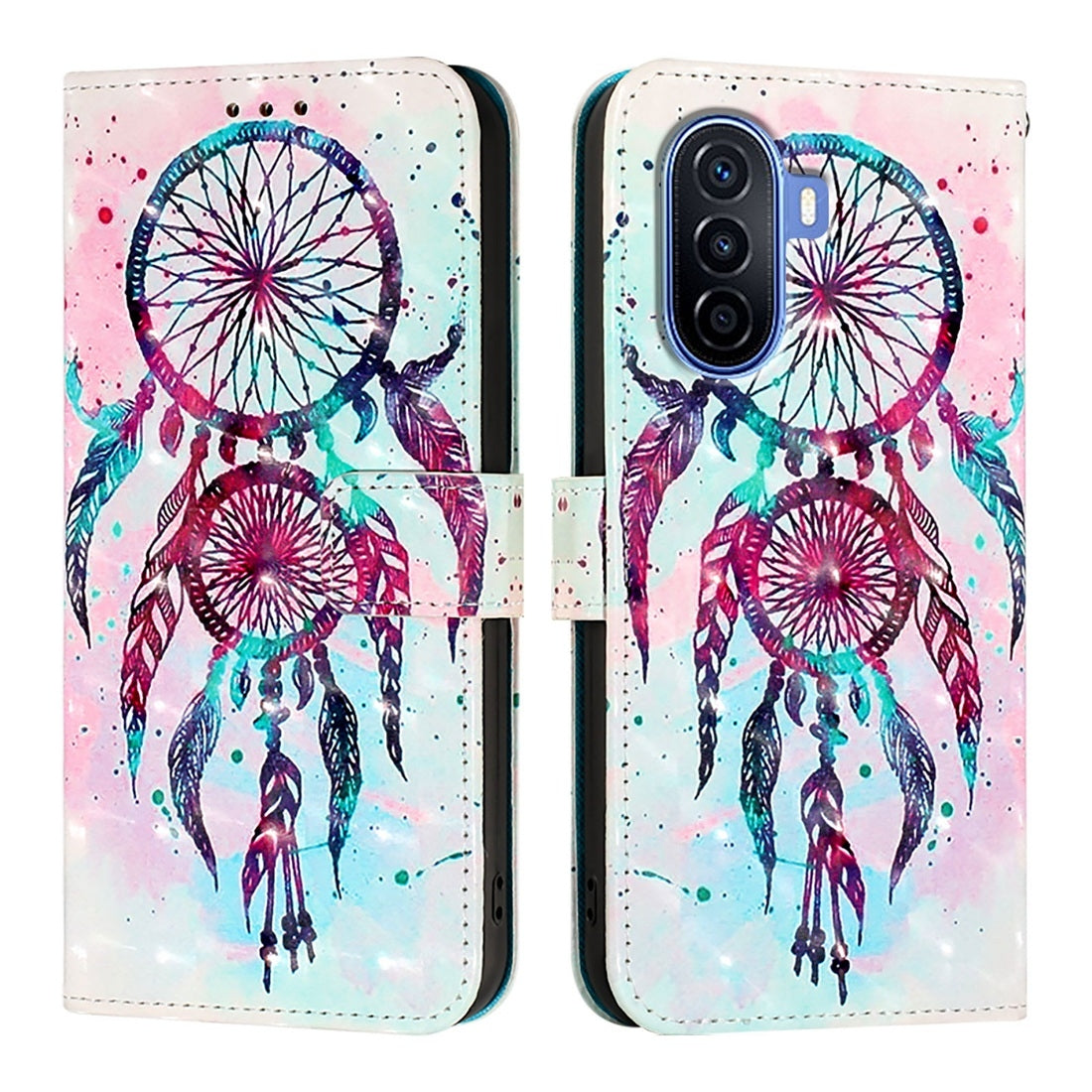 Huawei Enjoy 50 4G Leather Flip Phone Case with 3D Painted Design, Card Holder, Wallet & Stand Function - Durable Protection & Easy Access