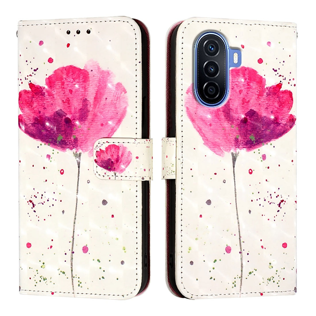 Huawei Enjoy 50 4G Leather Flip Phone Case with 3D Painted Design, Card Holder, Wallet & Stand Function - Durable Protection & Easy Access