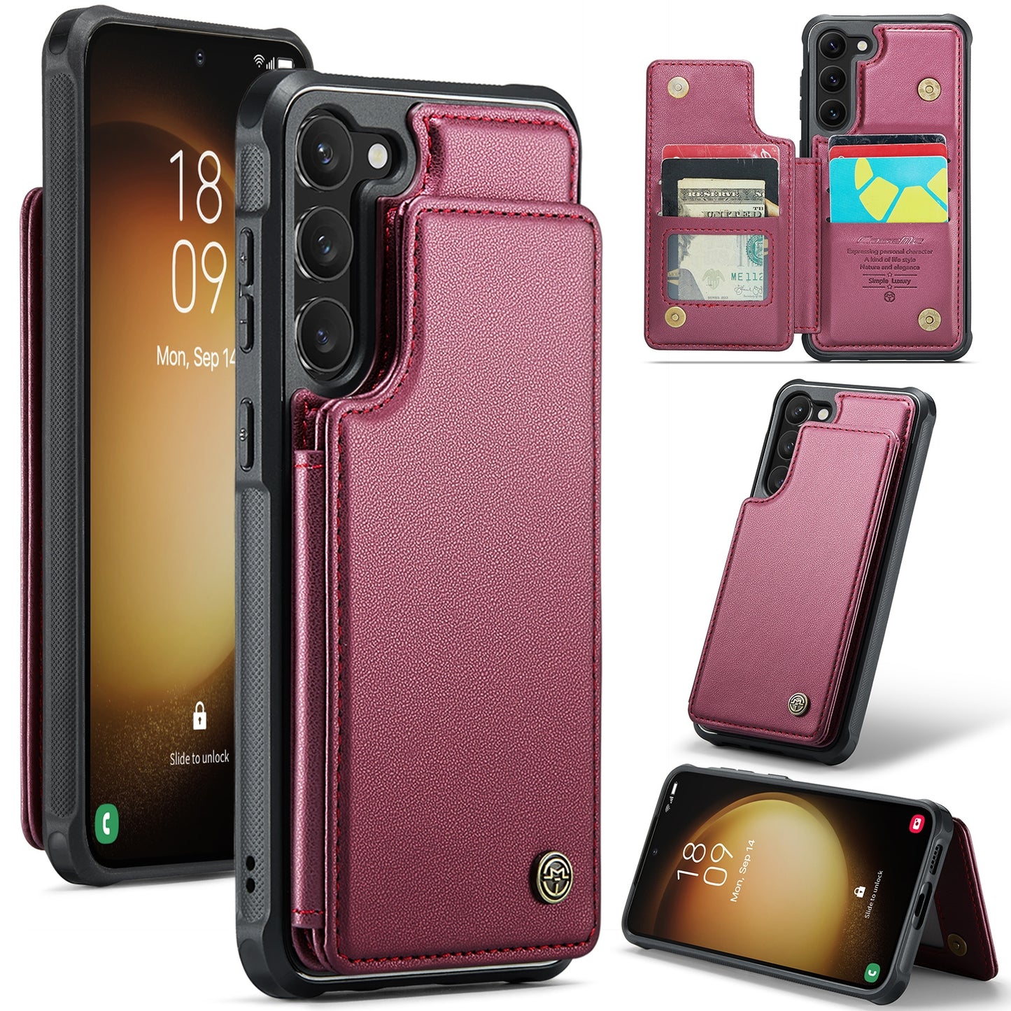 For Samsung Galaxy S23+ 5G CaseMe C22 Card Slots Holder RFID Anti-theft Phone Case