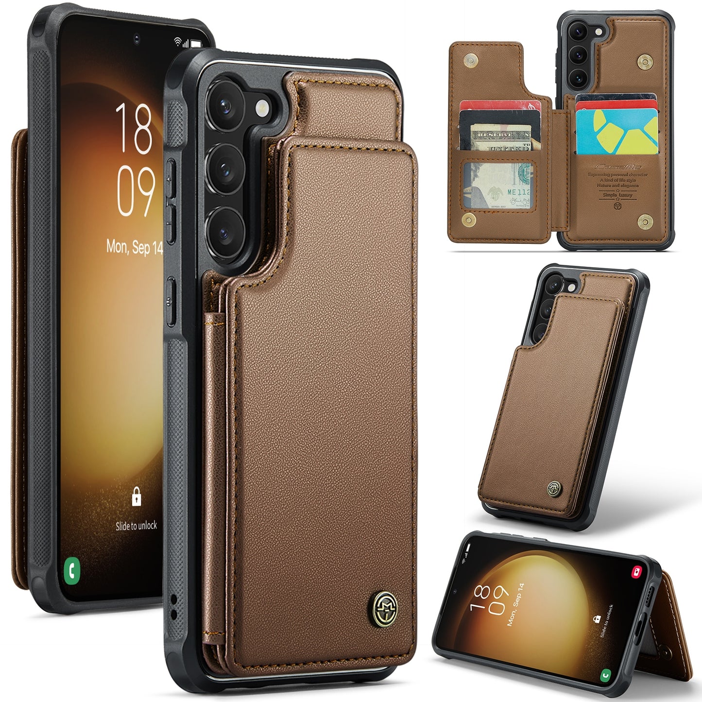 For Samsung Galaxy S23+ 5G CaseMe C22 Card Slots Holder RFID Anti-theft Phone Case