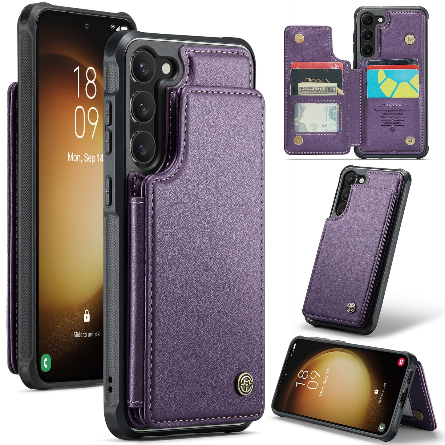 For Samsung Galaxy S23+ 5G CaseMe C22 Card Slots Holder RFID Anti-theft Phone Case
