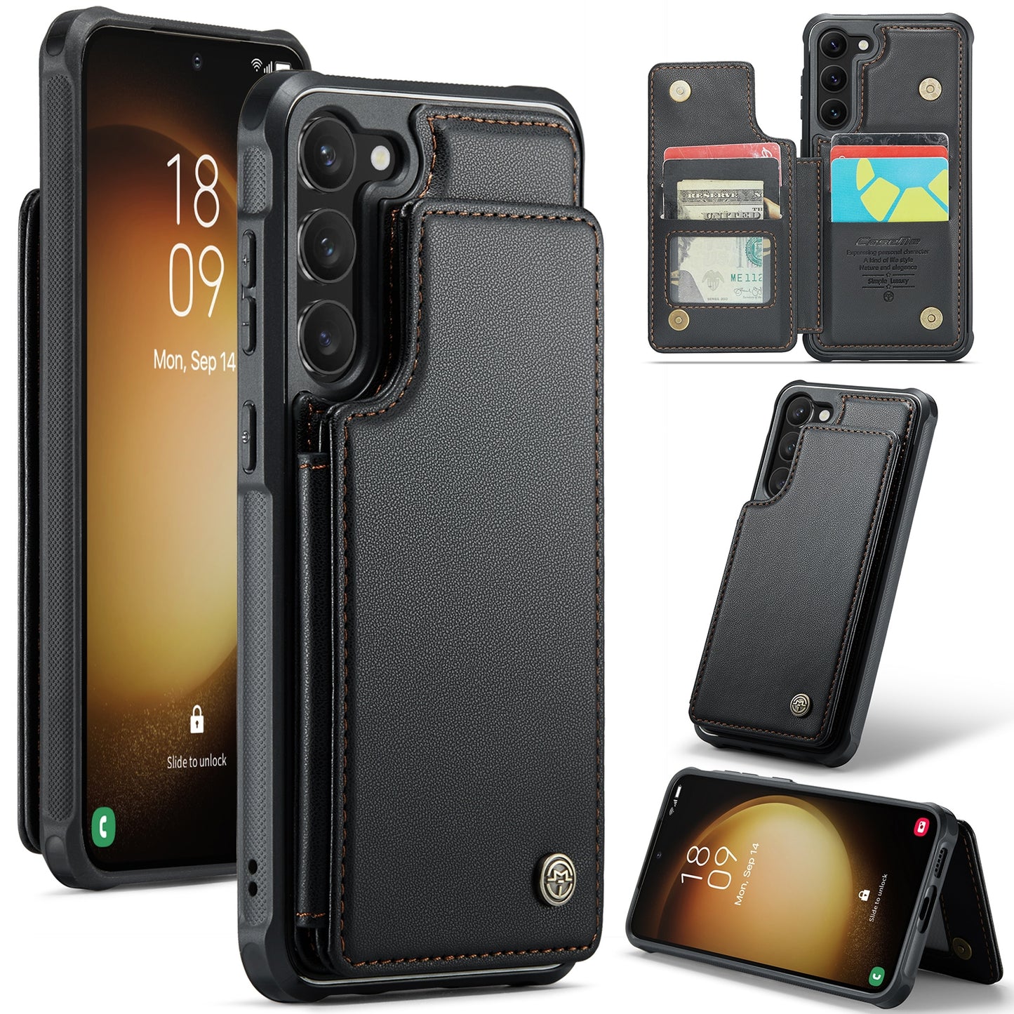 For Samsung Galaxy S23+ 5G CaseMe C22 Card Slots Holder RFID Anti-theft Phone Case