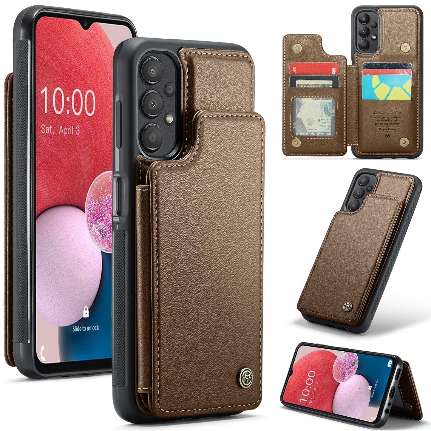 For Samsung Galaxy A13 4G CaseMe C22 Card Slots Holder RFID Anti-theft Phone Case