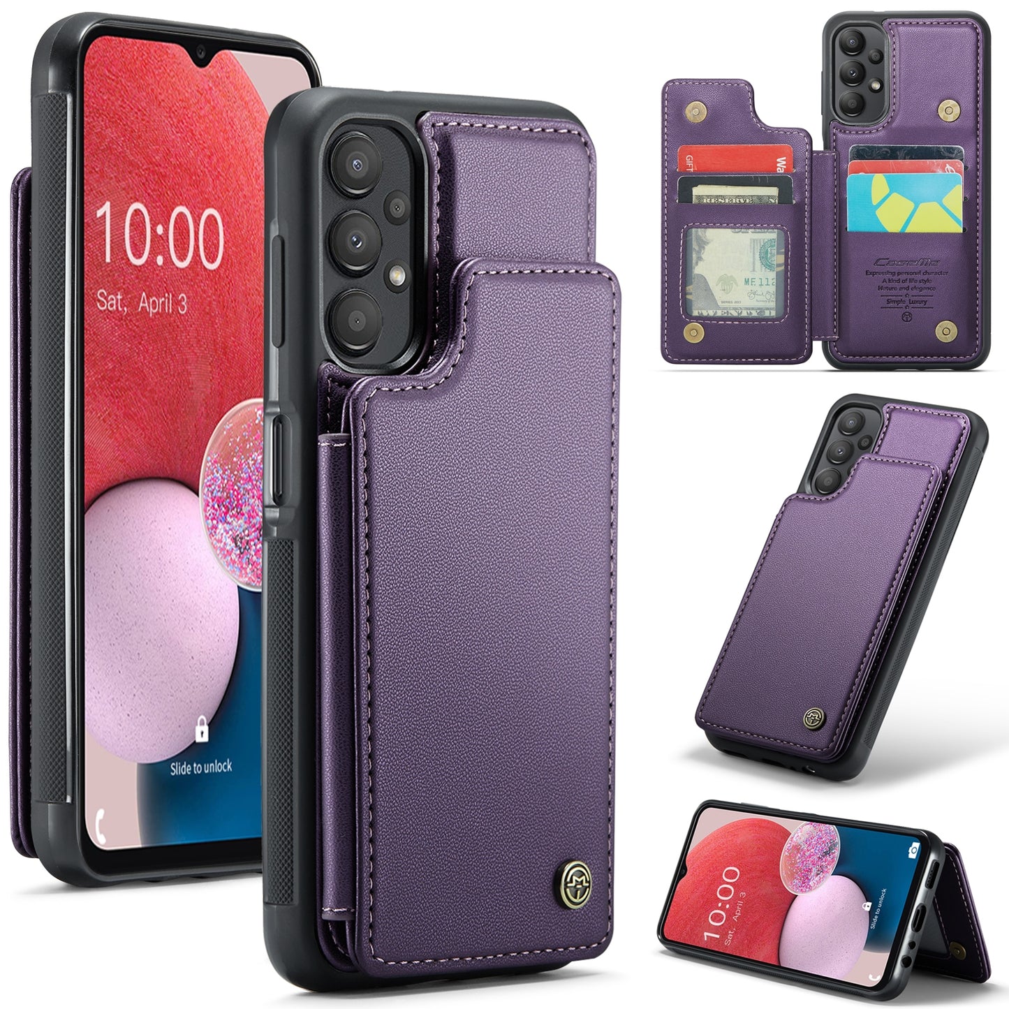 For Samsung Galaxy A13 4G CaseMe C22 Card Slots Holder RFID Anti-theft Phone Case