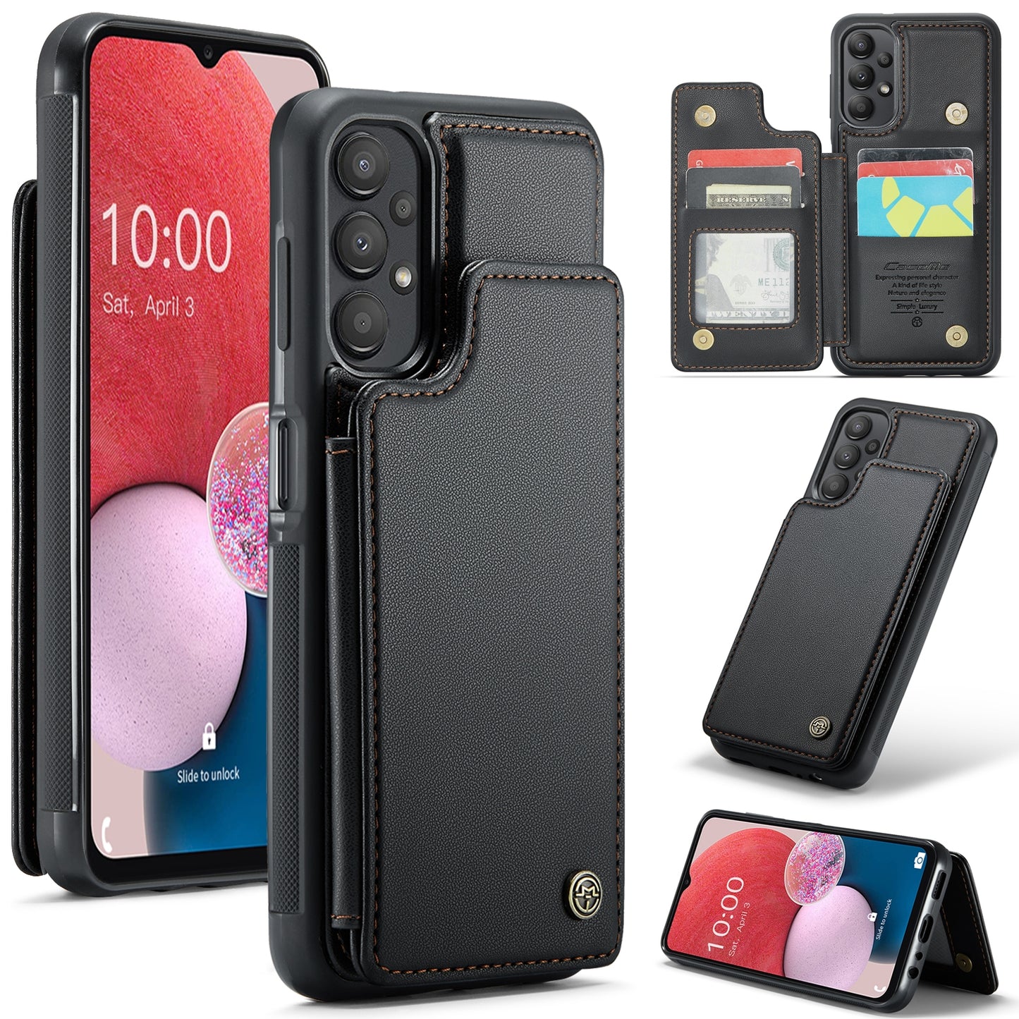 For Samsung Galaxy A13 4G CaseMe C22 Card Slots Holder RFID Anti-theft Phone Case