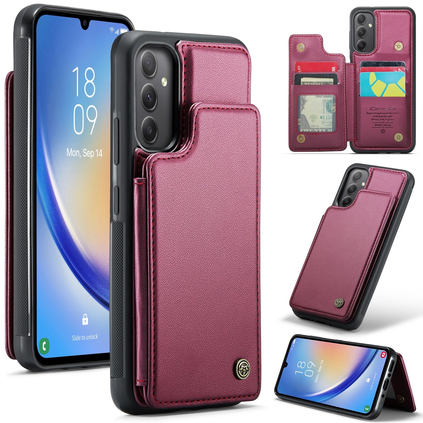 For Samsung Galaxy A34 5G CaseMe C22 Card Slots Holder RFID Anti-theft Phone Case