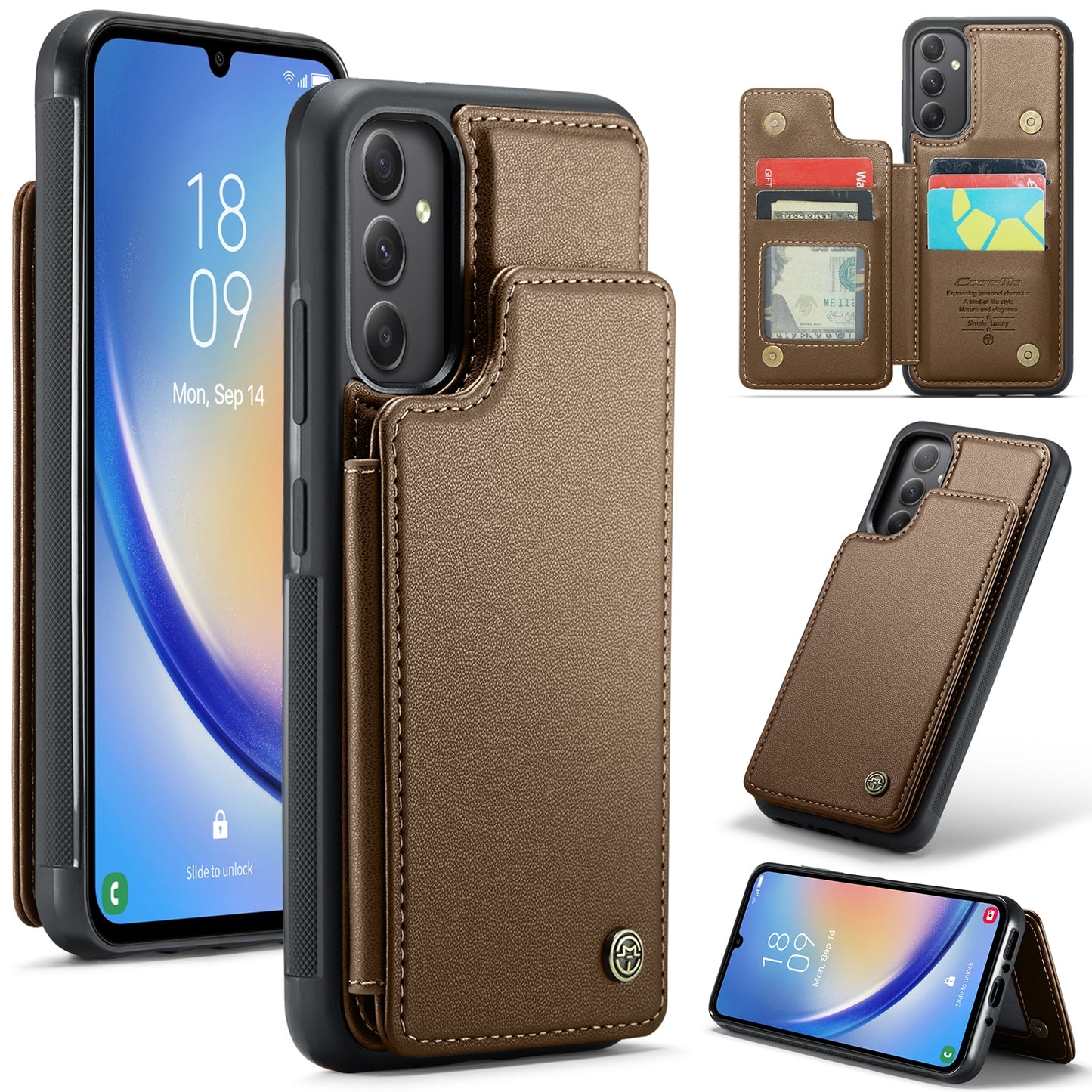 For Samsung Galaxy A34 5G CaseMe C22 Card Slots Holder RFID Anti-theft Phone Case