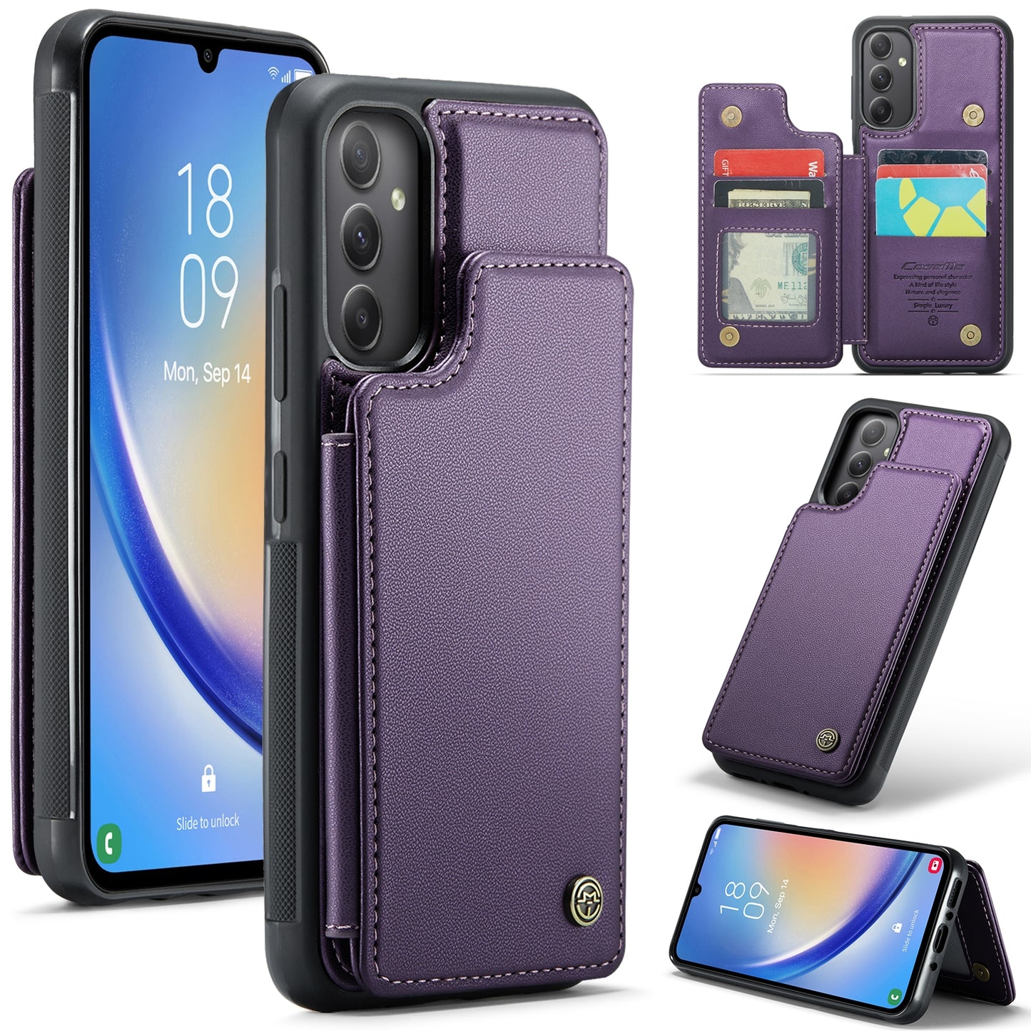 For Samsung Galaxy A34 5G CaseMe C22 Card Slots Holder RFID Anti-theft Phone Case