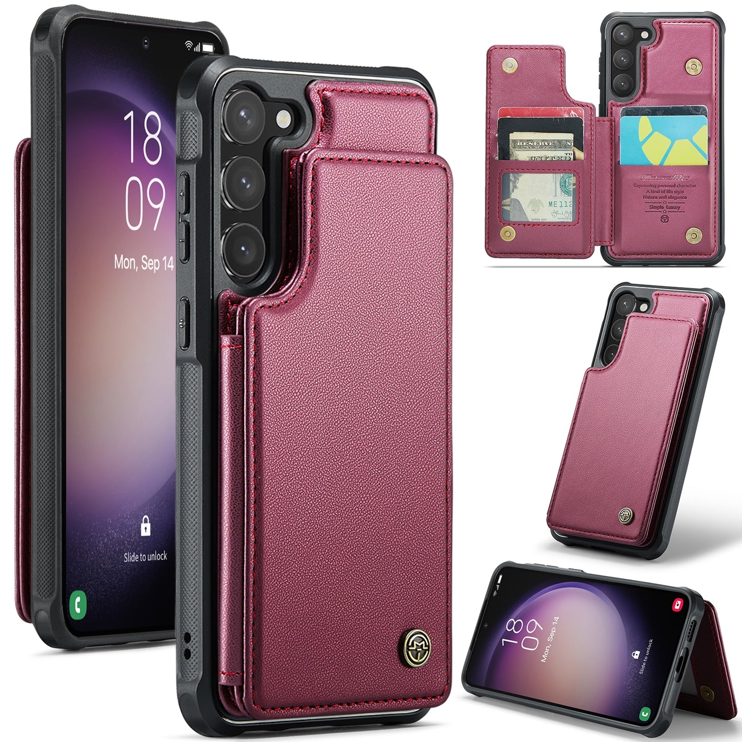 For Samsung Galaxy S23 5G CaseMe C22 Card Slots Holder RFID Anti-theft Phone Case