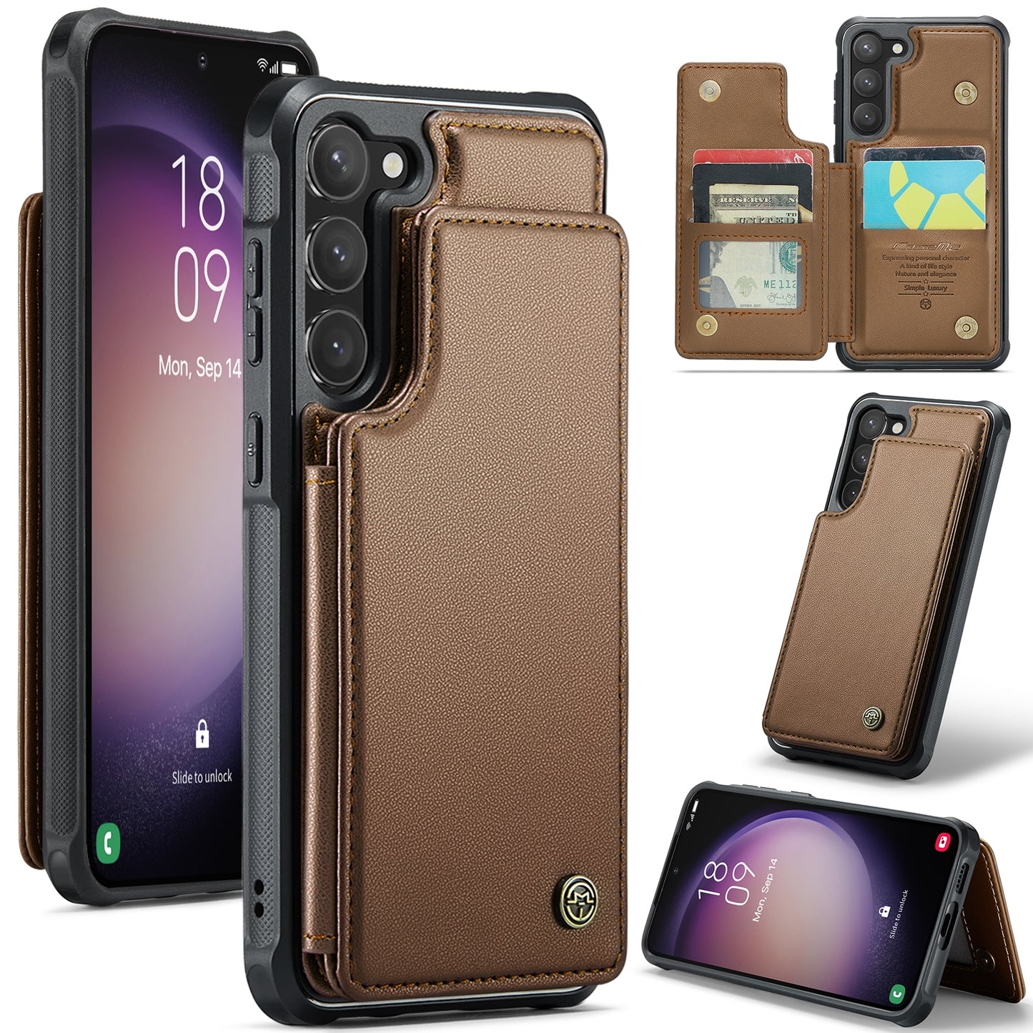 For Samsung Galaxy S23 5G CaseMe C22 Card Slots Holder RFID Anti-theft Phone Case
