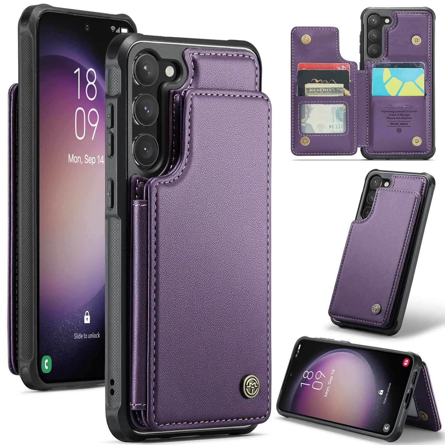 For Samsung Galaxy S23 5G CaseMe C22 Card Slots Holder RFID Anti-theft Phone Case