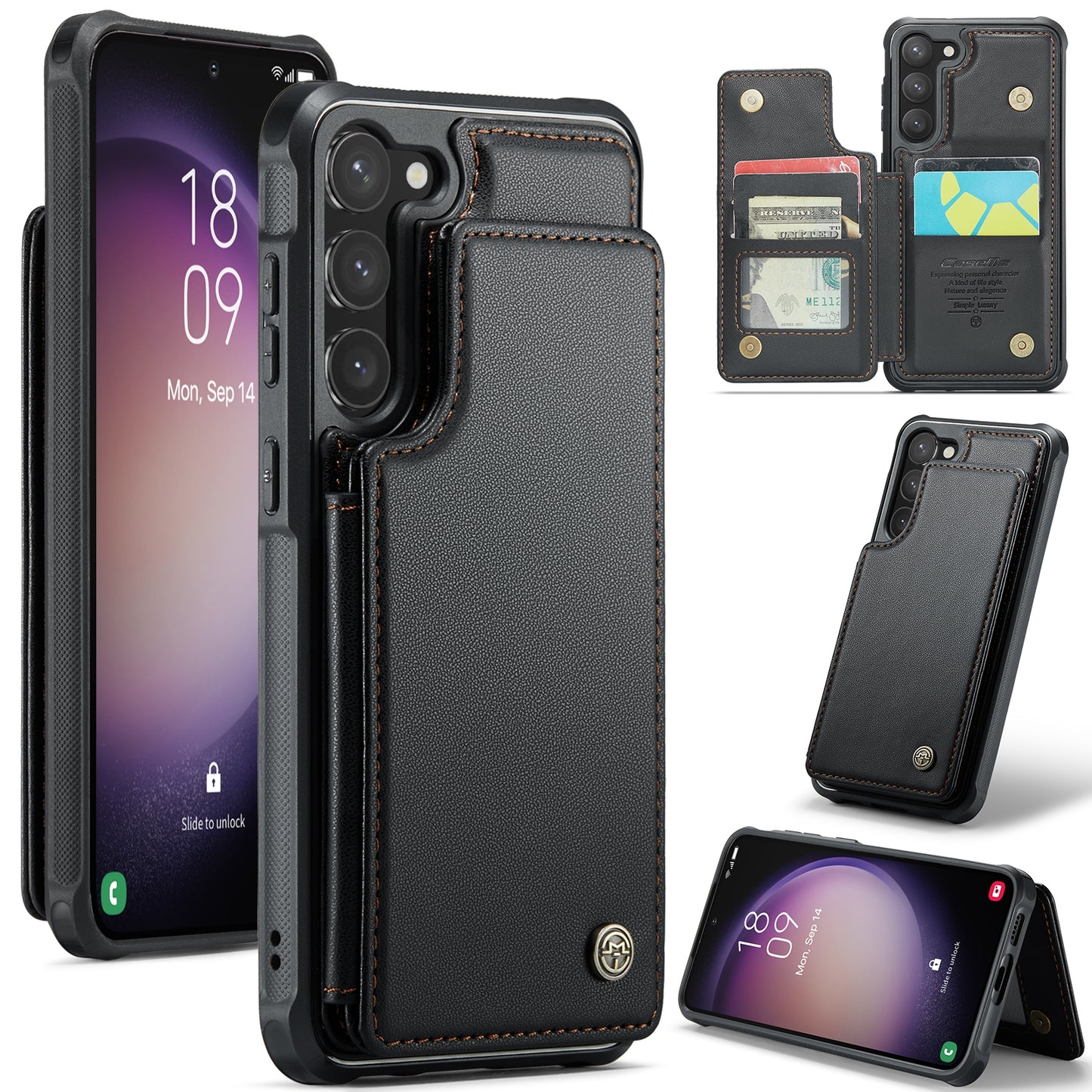 For Samsung Galaxy S23 5G CaseMe C22 Card Slots Holder RFID Anti-theft Phone Case
