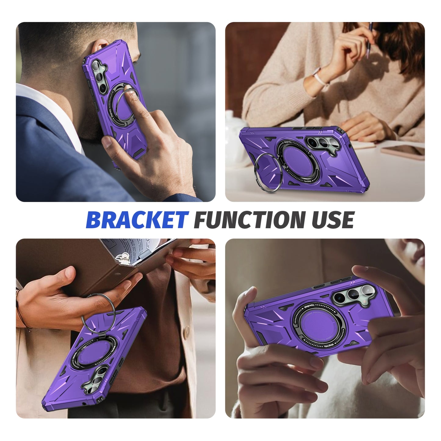 Samsung Galaxy A15 MagSafe Shockproof Case - Magnetic Ring Holder, Rugged Protection, Wireless Charging Compatible