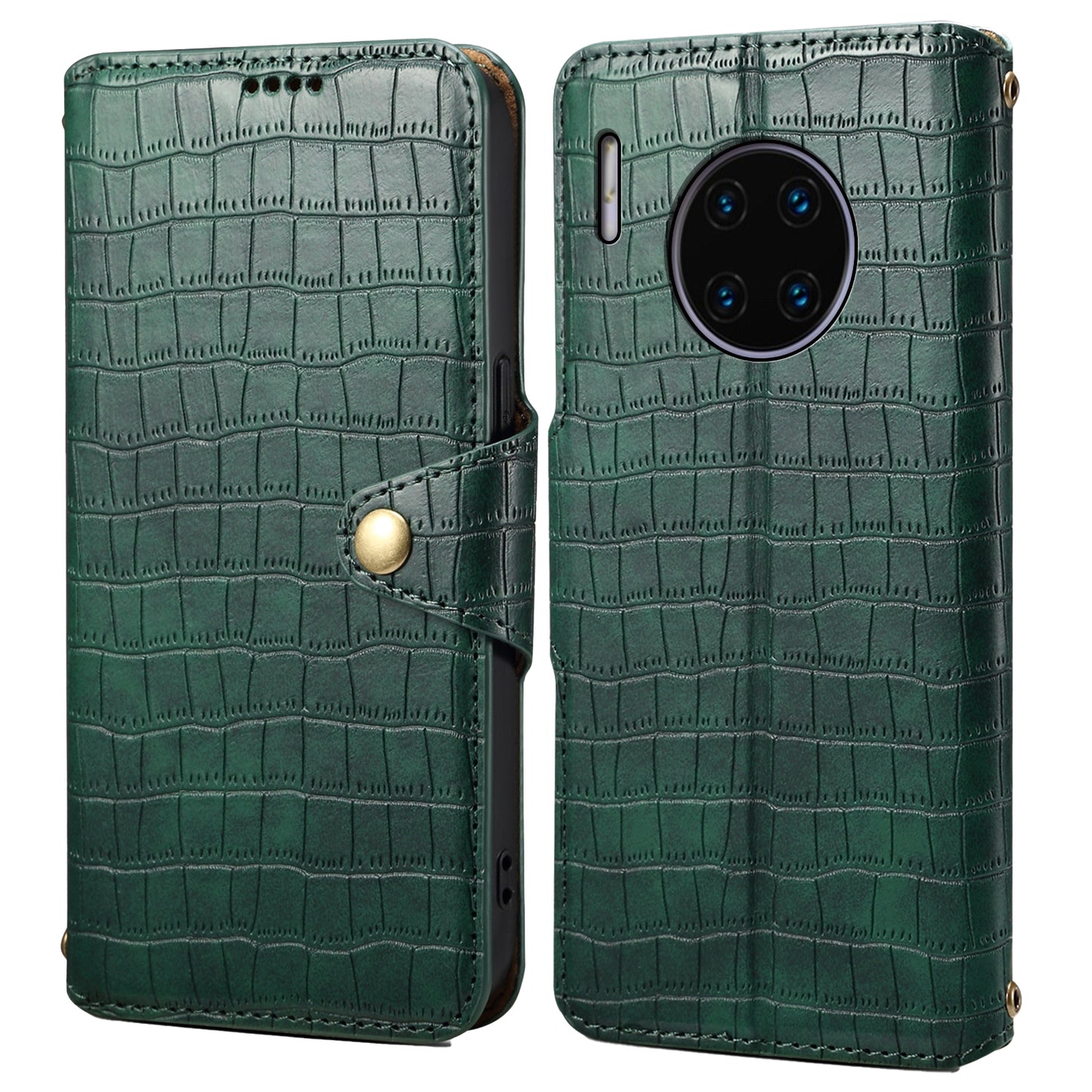 Huawei Mate 30 Pro Denior Leather Case - Crocodile Texture with Oil Edge, Wallet & Kickstand Features