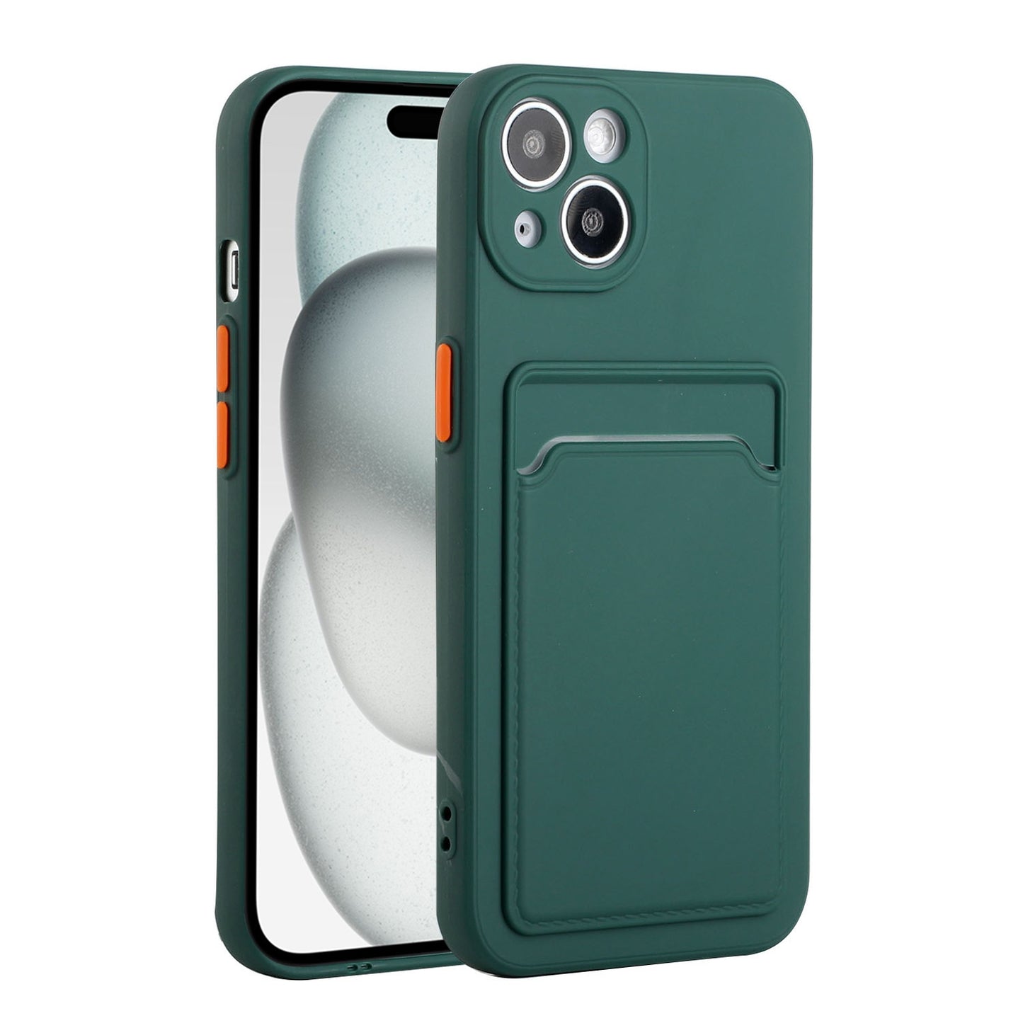 For Apple iPhone 15 Shockproof TPU Case with Card Holder - Durable & Lightweight Design