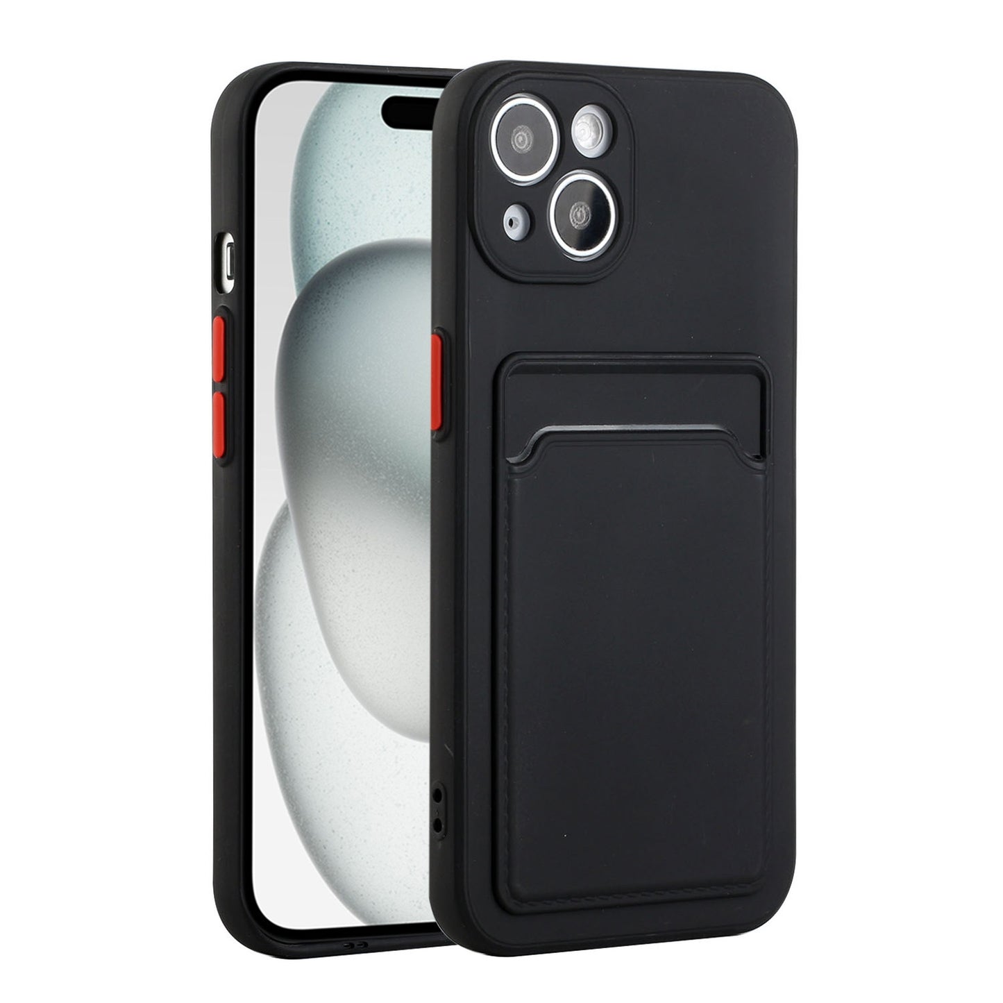 For Apple iPhone 15 Shockproof TPU Case with Card Holder - Durable & Lightweight Design