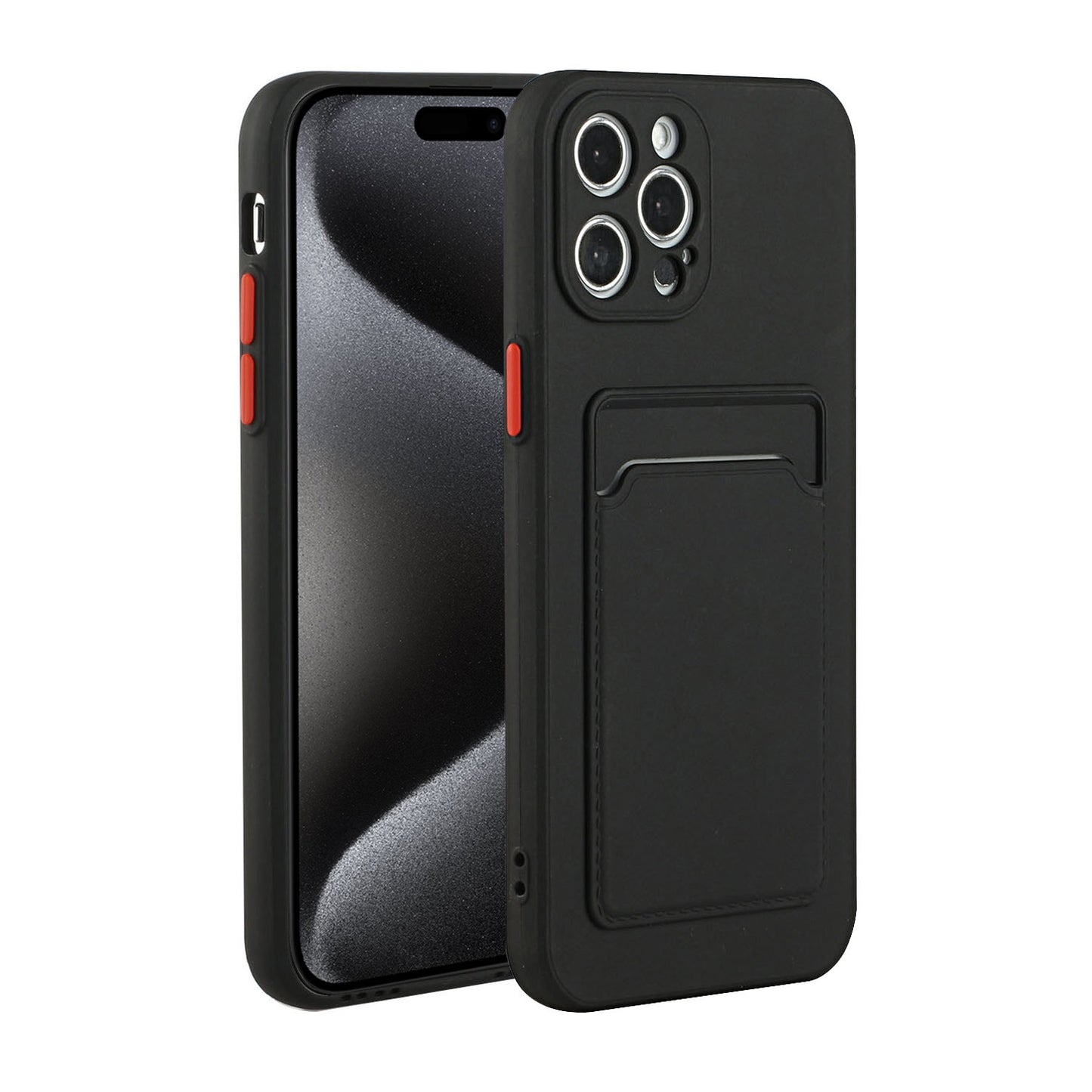 For Apple iPhone 15 Pro Max Shockproof TPU Case with Card Holder - Durable & Lightweight Design