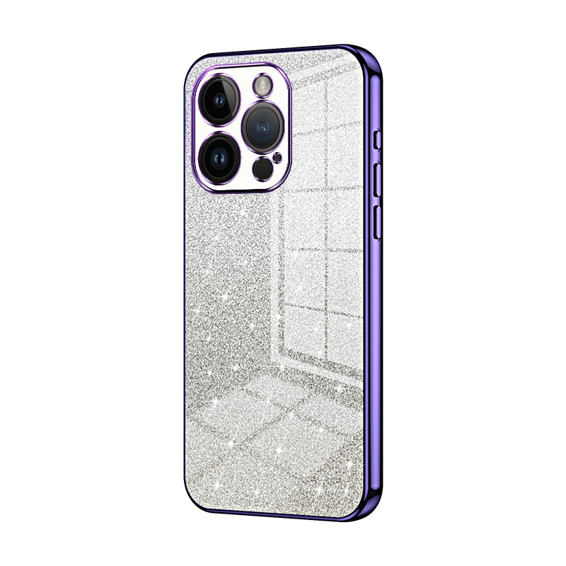 For iPhone 14 Pro Luxurious Electroplated Gradient Glitter Powder Case - Enhanced Lens Protection