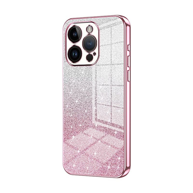 For iPhone 14 Pro Luxurious Electroplated Gradient Glitter Powder Case - Enhanced Lens Protection