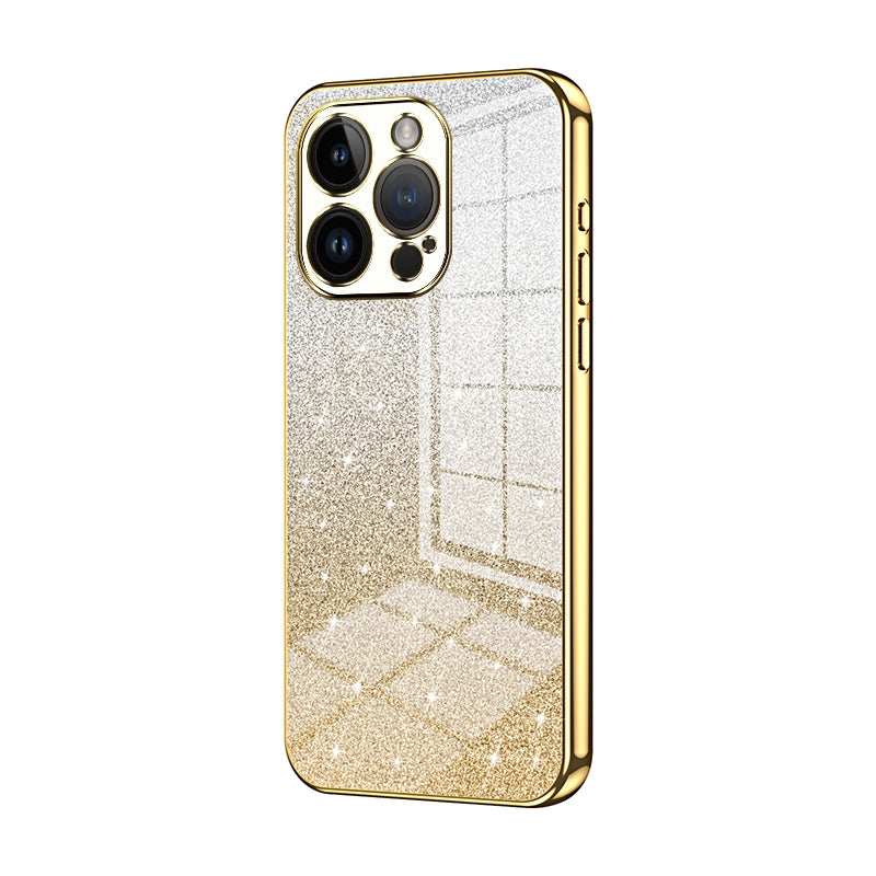 For iPhone 14 Pro Luxurious Electroplated Gradient Glitter Powder Case - Enhanced Lens Protection