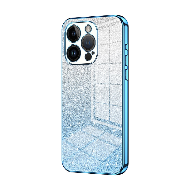 For iPhone 14 Pro Luxurious Electroplated Gradient Glitter Powder Case - Enhanced Lens Protection
