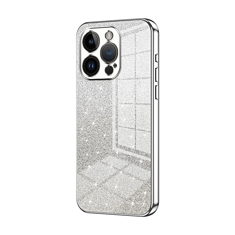 For iPhone 14 Pro Luxurious Electroplated Gradient Glitter Powder Case - Enhanced Lens Protection