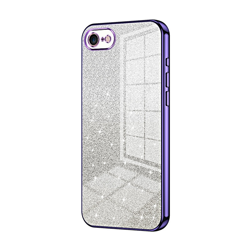 For iPhone 7 Luxurious Electroplated Gradient Glitter Powder Case - Enhanced Lens Protection