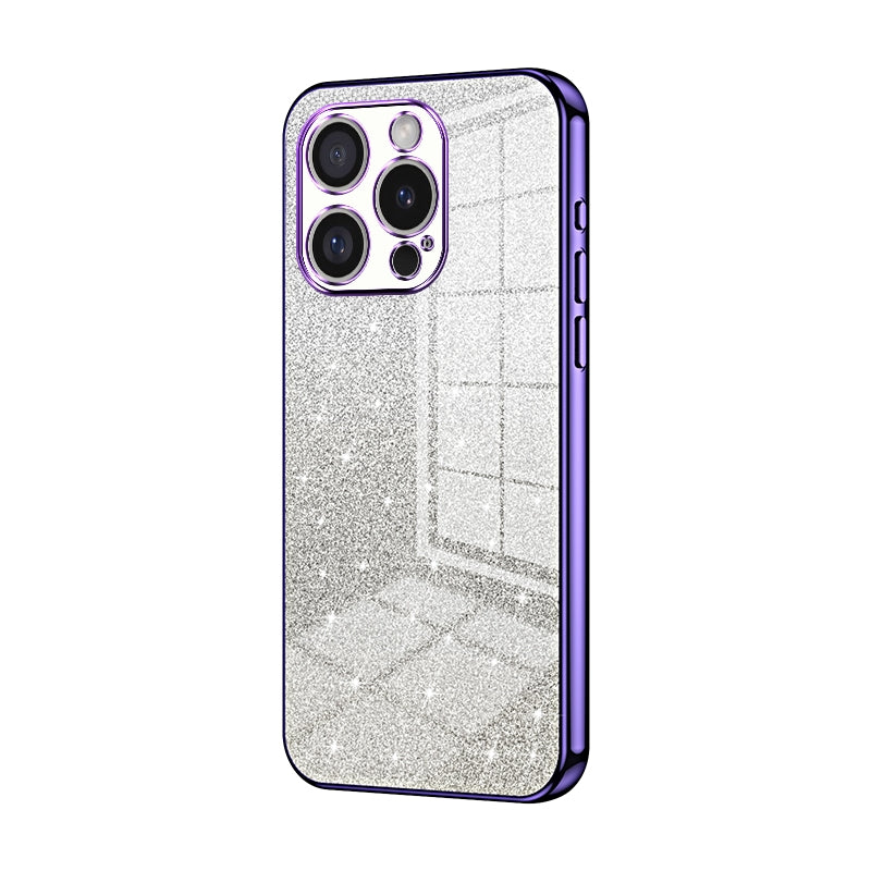 For iPhone 16 Pro Luxurious Electroplated Gradient Glitter Powder Case - Enhanced Lens Protection
