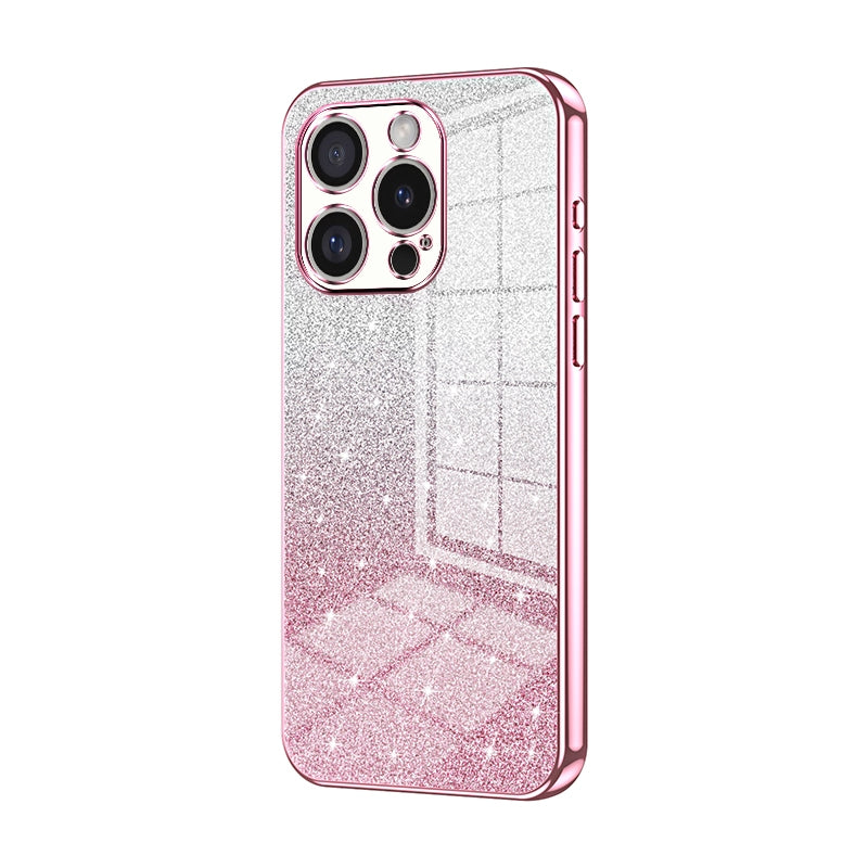 For iPhone 16 Pro Luxurious Electroplated Gradient Glitter Powder Case - Enhanced Lens Protection