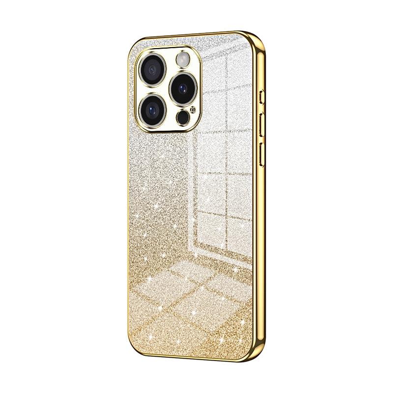 For iPhone 16 Pro Luxurious Electroplated Gradient Glitter Powder Case - Enhanced Lens Protection