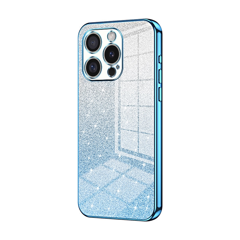 For iPhone 16 Pro Luxurious Electroplated Gradient Glitter Powder Case - Enhanced Lens Protection