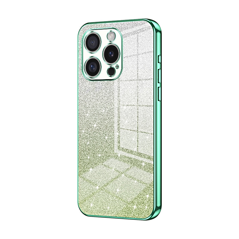 For iPhone 16 Pro Luxurious Electroplated Gradient Glitter Powder Case - Enhanced Lens Protection