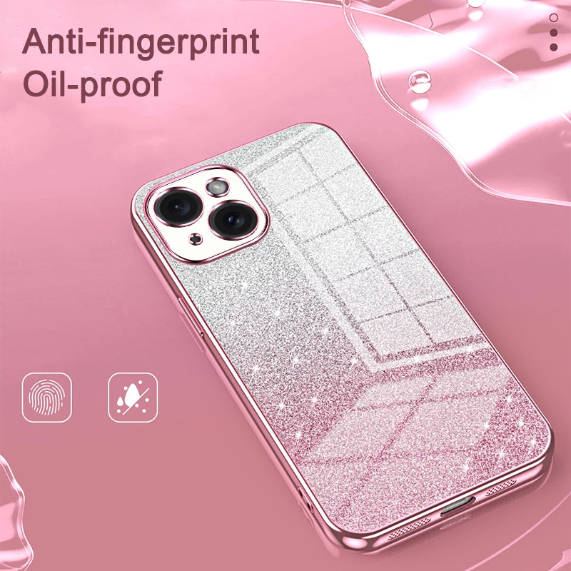For iPhone 16 Pro Luxurious Electroplated Gradient Glitter Powder Case - Enhanced Lens Protection