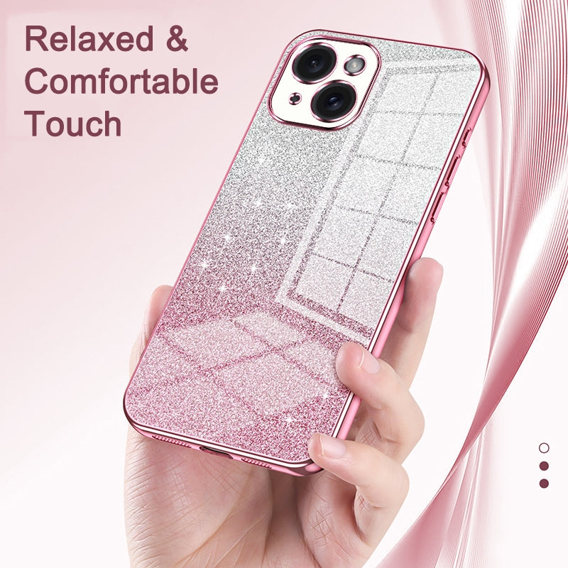 For iPhone 16 Pro Luxurious Electroplated Gradient Glitter Powder Case - Enhanced Lens Protection