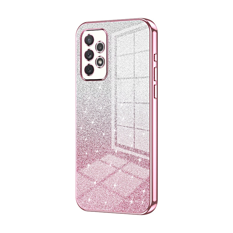 For Samsung Galaxy A72 4G Luxurious Electroplated Gradient Glitter Powder Case - Enhanced Lens Protection