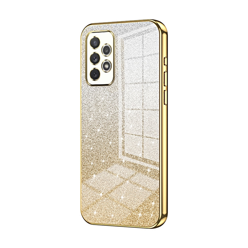 For Samsung Galaxy A72 4G Luxurious Electroplated Gradient Glitter Powder Case - Enhanced Lens Protection