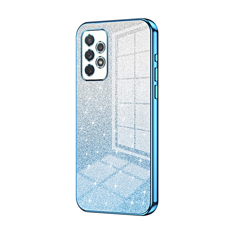 For Samsung Galaxy A72 4G Luxurious Electroplated Gradient Glitter Powder Case - Enhanced Lens Protection