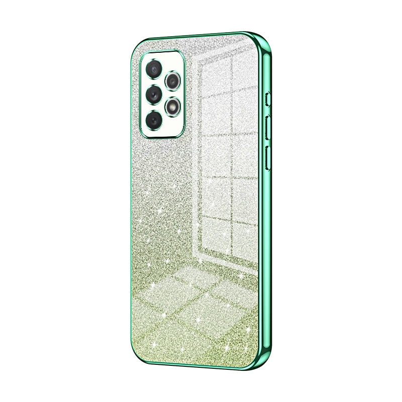 For Samsung Galaxy A72 4G Luxurious Electroplated Gradient Glitter Powder Case - Enhanced Lens Protection