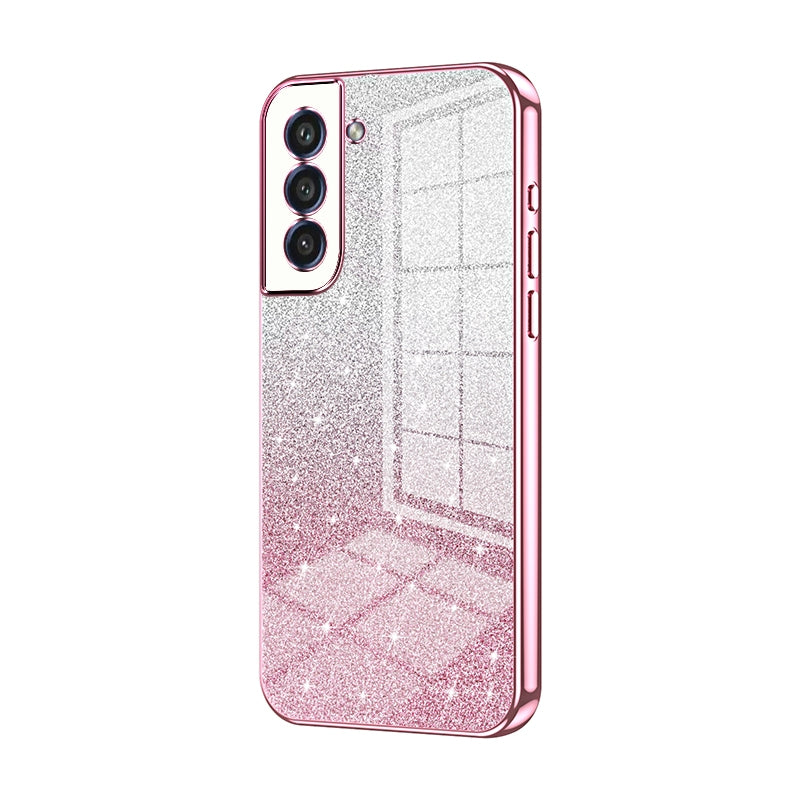 For Samsung Galaxy S21+ 5G Luxurious Electroplated Gradient Glitter Powder Case - Enhanced Lens Protection