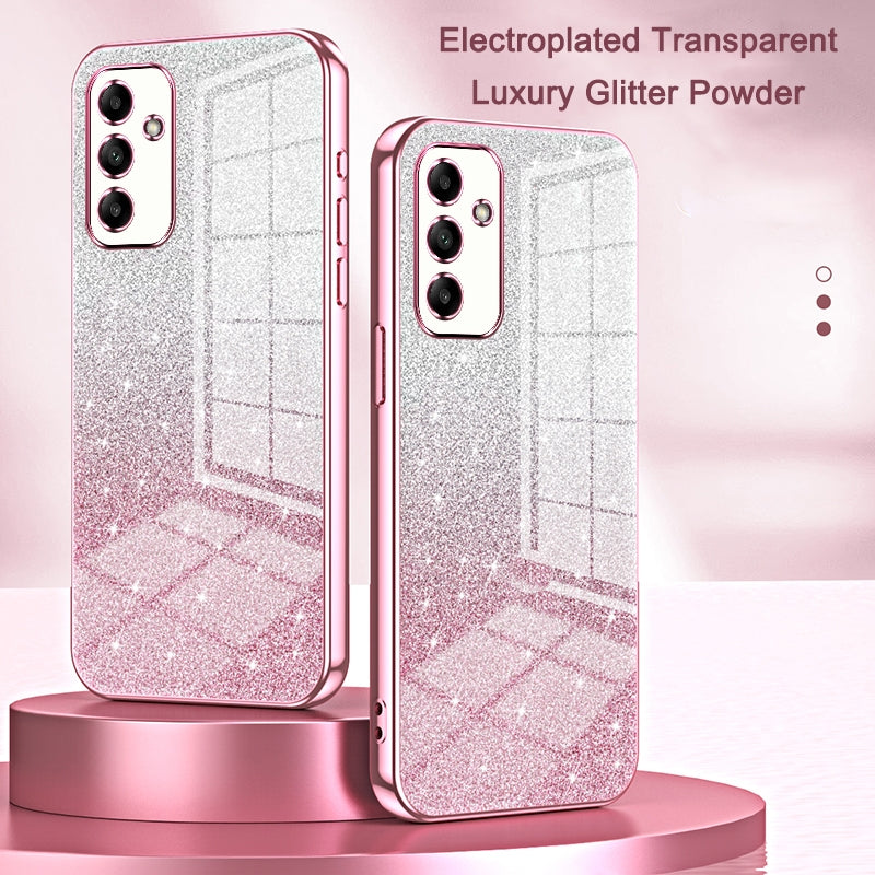 For Samsung Galaxy A72 4G Luxurious Electroplated Gradient Glitter Powder Case - Enhanced Lens Protection